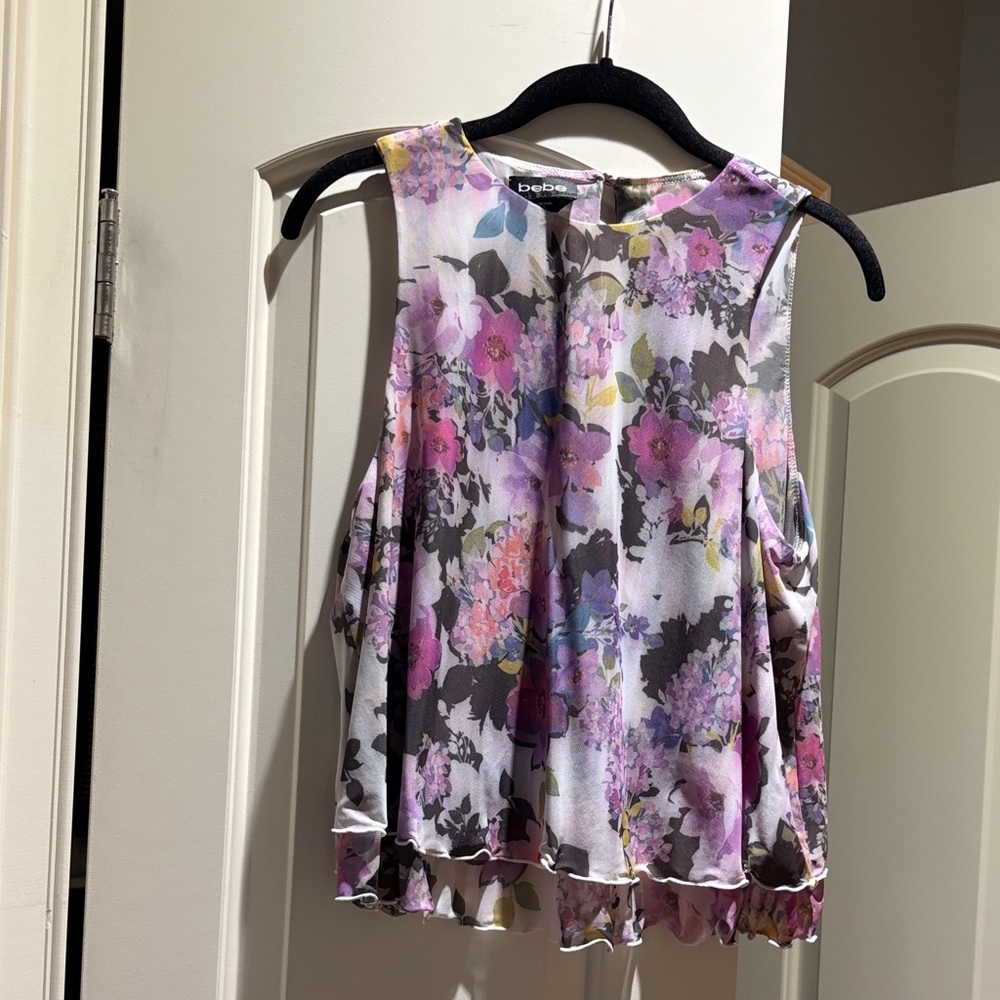 Bebe Multicolor Floral Blouse - Pink, Purple, and Black